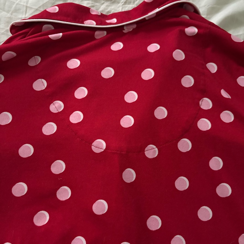 Kate Spade Red Pink Polka Dot Pajama Set Long Sleeve Pants Valentine - Picture 12 of 15